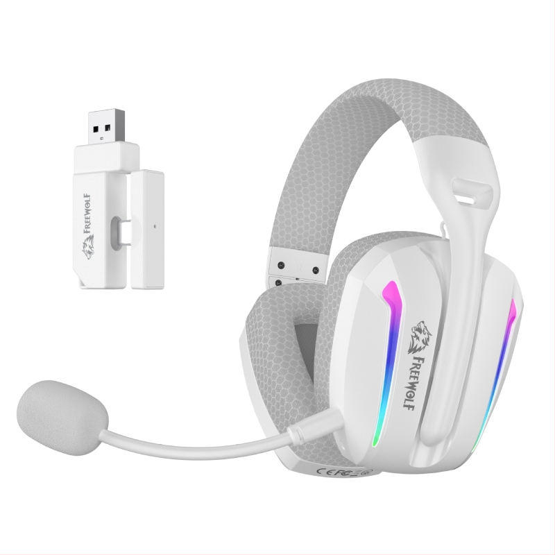 Mängukõrvaklapid mikrofoniiga, juhtmevabad, Bluetooth ja 2.4G kolme režiimi ühenduvus, kerge 180 g, arvutiga ühilduv