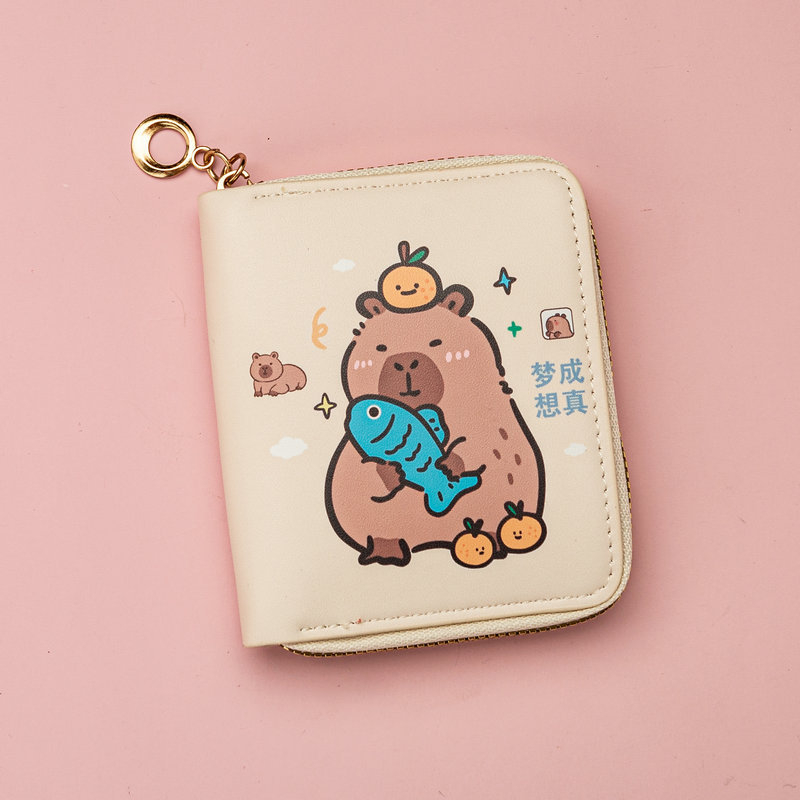PU novčanik za kovanice s pretincima za kartice, životinjski uzorak, ulični stil, unisex, 1 preklop
