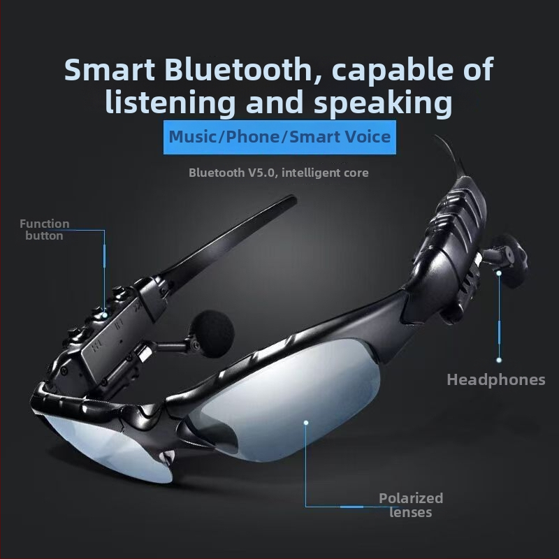 Bluetooth okuliare slúchadlá, polarizované slnečné okuliare, na hlavu (dosah 10 m, Bluetooth 5.0, výdrž batérie 4-8 h)