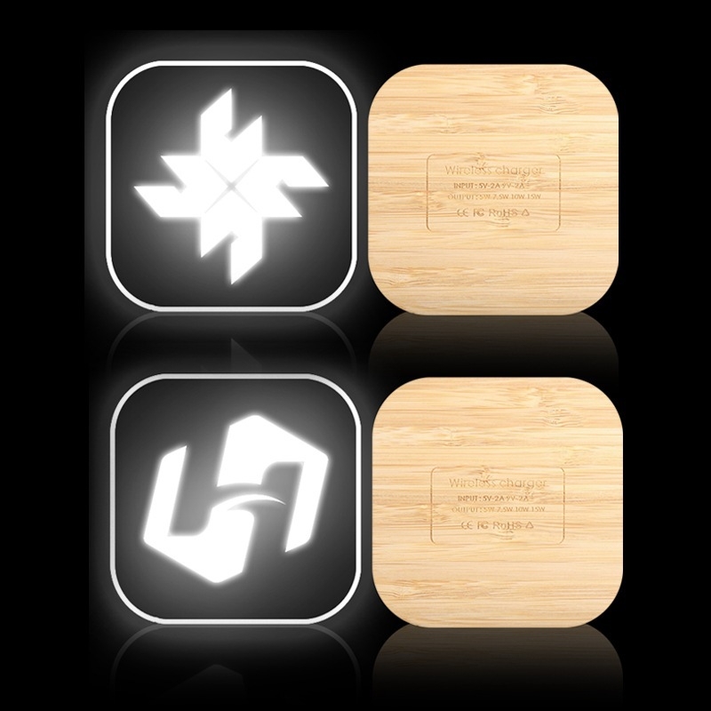 Bežični punjač s osvijetljenim logotipom – 15W brzo punjenje, QC3.0, 2A izlaz, kompatibilan s Apple, Huawei i Xiaomi