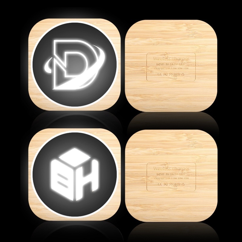 Bežični punjač s osvijetljenim logotipom – 15W brzo punjenje, QC3.0, 2A izlaz, kompatibilan s Apple, Huawei i Xiaomi