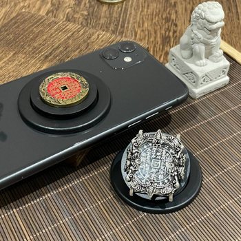 Telefono stovas su magnetiniu žiedu ir teleskopine baze, universalus, metalinė konstrukcija