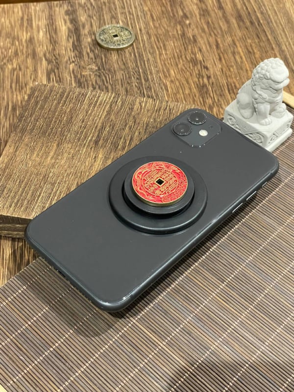 Telefono stovas su magnetiniu žiedu ir teleskopine baze, universalus, metalinė konstrukcija