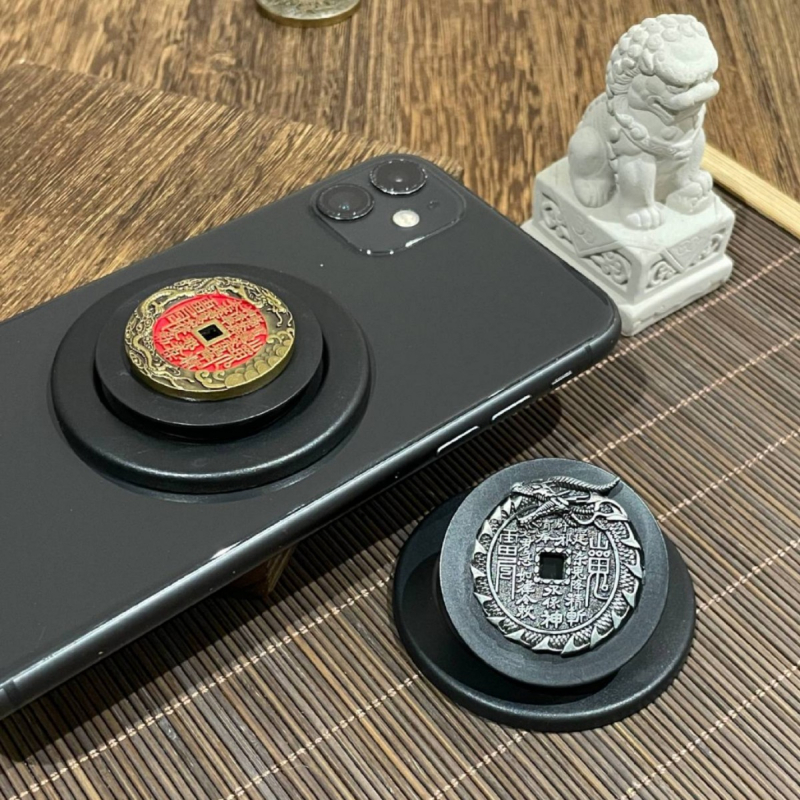 Telefono stovas su magnetiniu žiedu ir teleskopine baze, universalus, metalinė konstrukcija