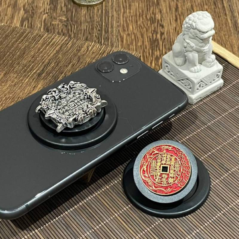 Telefono stovas su magnetiniu žiedu ir teleskopine baze, universalus, metalinė konstrukcija