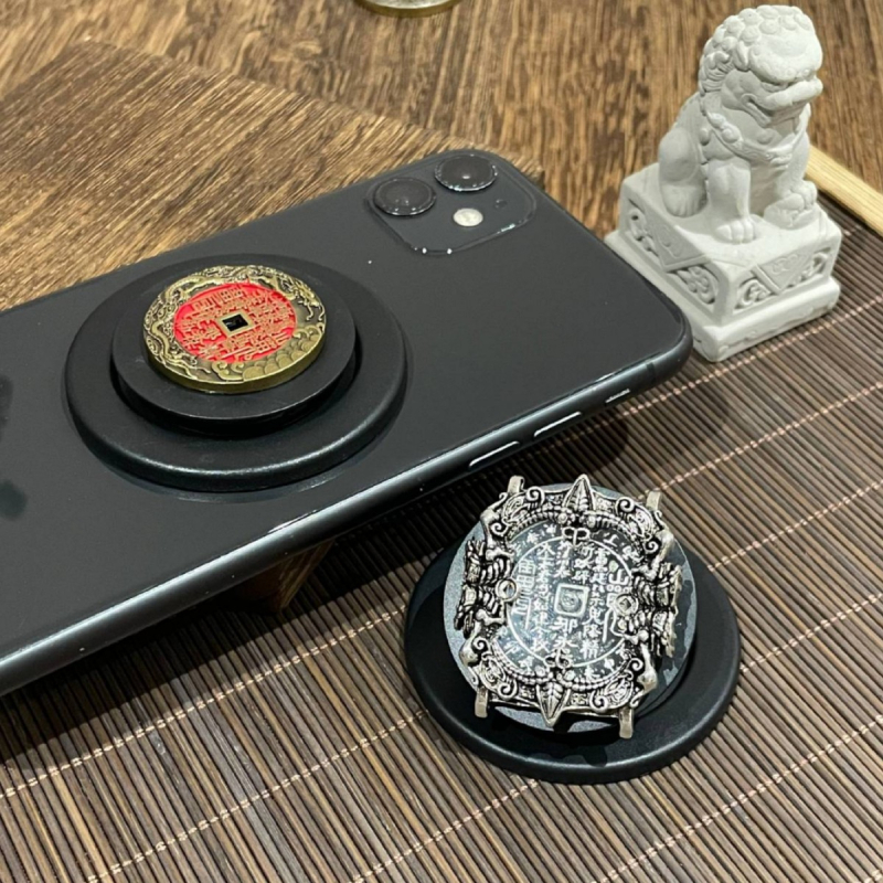 Telefono stovas su magnetiniu žiedu ir teleskopine baze, universalus, metalinė konstrukcija