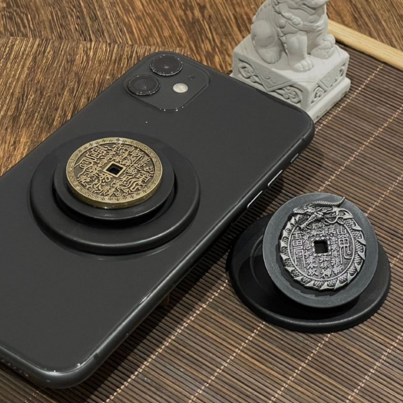 Telefono stovas su magnetiniu žiedu ir teleskopine baze, universalus, metalinė konstrukcija