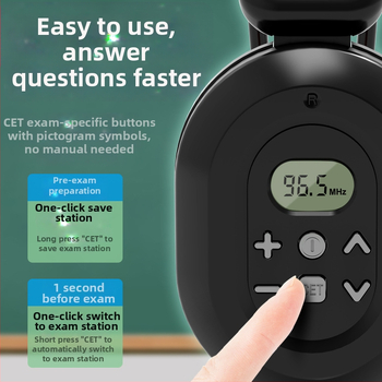 C-200A Juhtmevabad FM kõrvaklapid ülikooli inglise CET-4/6 eksamite jaoks, sagedusvahemik 50–108 Hz, takistus 32 Ω, tundlikkus 108 dB/mW, 3,5 mm pistik