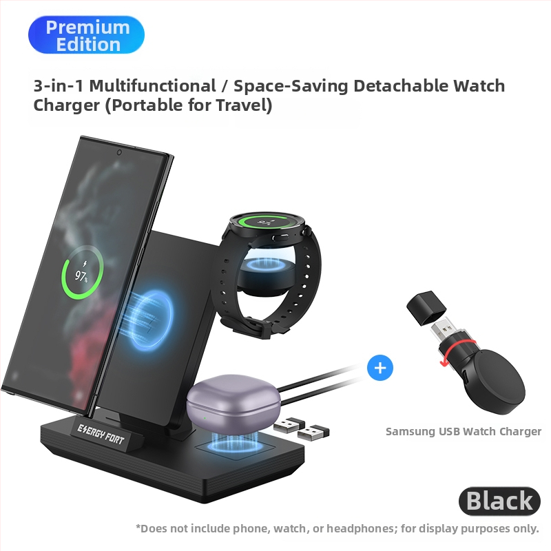 SIKAI 3-v-1 Bezdrôtová Nabíjačka pre Samsung Galaxy Watch8/7/5/4 – 18W MAX, QC4.0, Stolný Stojan