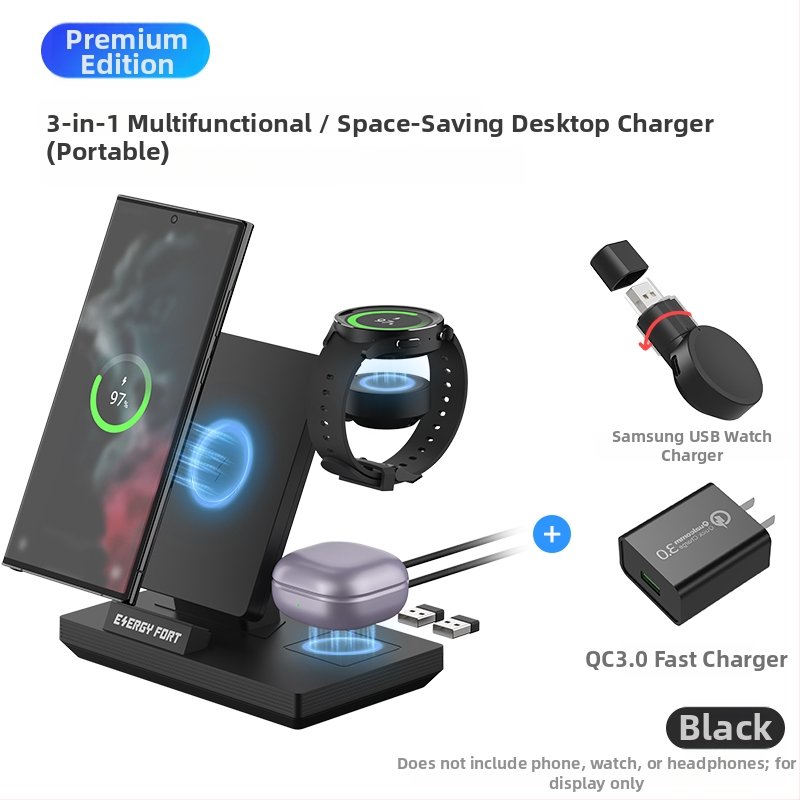 SIKAI 3-v-1 Bezdrôtová Nabíjačka pre Samsung Galaxy Watch8/7/5/4 – 18W MAX, QC4.0, Stolný Stojan