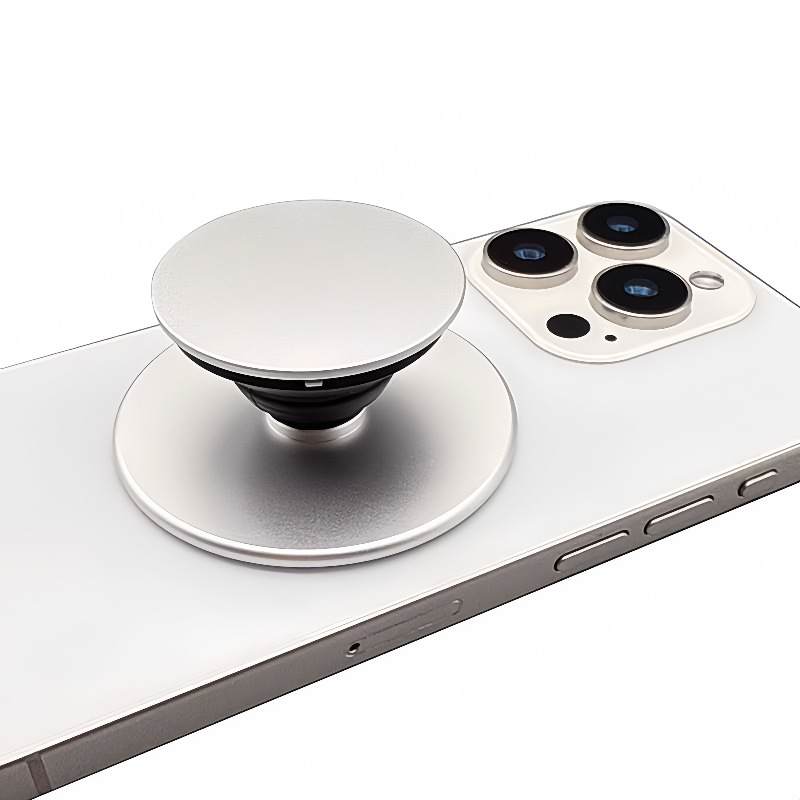 Snap-on ultra-λέπτη μεταλλική μαγνητική βάση κινητού · καθολική συμβατότητα · υλικό μέταλλο, ABS, TPU, μαγνήτης · επιφάνεια γραφείου για selfies και ζωντανές μεταδόσεις