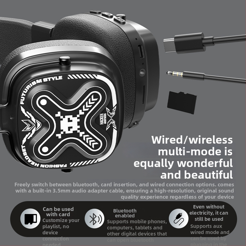 Ακουστικά gaming με Bluetooth 5.3, διπλός τρόπος ενσύρματο/ασύρματο, χαμηλή καθυστέρηση για esports, μείωση θορύβου, μεγάλος χρόνος μπαταρίας (>8 ωρών)