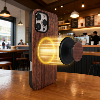 Trepied din lemn cu suport magnetic, reglaj multiplu, model My001, pentru iPhone 15/16 Pro și Pro Max