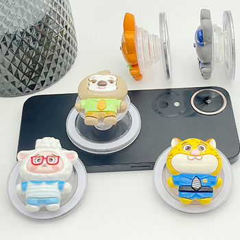 Snap-on držač za mobitel, s izvlačnim stolnim držačem, silikon, dizajn Zootopia, model 01