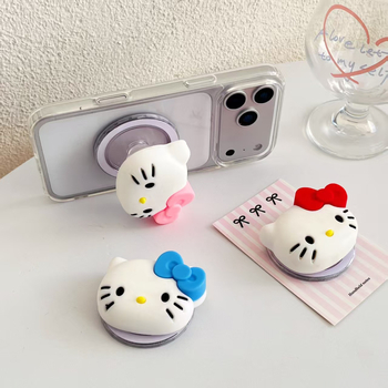 Snap-on σιλικόνης βάσεις κινητού με Kitty Cat, 3D σχεδίαση, ισχυρή πρόσφυση, επεκτειόμενο αερόσωμα, καθολικό μοντέλο για επιτραπέζια χρήση