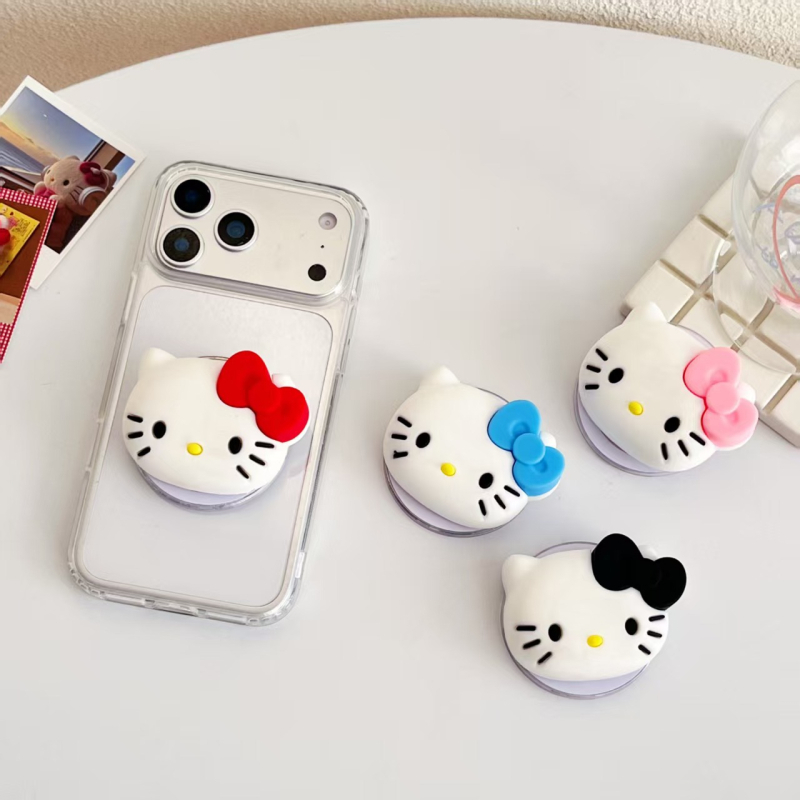 Snap-on σιλικόνης βάσεις κινητού με Kitty Cat, 3D σχεδίαση, ισχυρή πρόσφυση, επεκτειόμενο αερόσωμα, καθολικό μοντέλο για επιτραπέζια χρήση