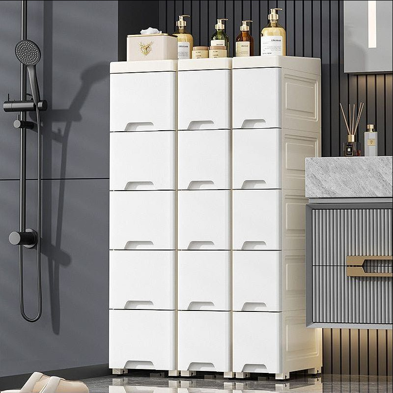 Plastmasas uzglabāšanas skapis ar atvilktnēm šaurām vietām — uz grīdas stāvošs, vienkāršs un moderns stils, 5 kg, Na likes