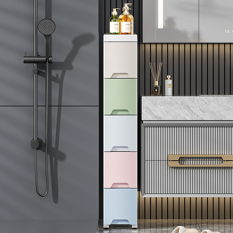 Plastmasas uzglabāšanas skapis ar atvilktnēm šaurām vietām — uz grīdas stāvošs, vienkāršs un moderns stils, 5 kg, Na likes