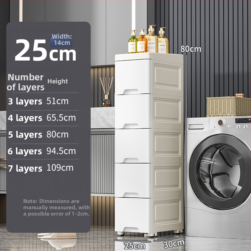 Plastmasas uzglabāšanas skapis ar atvilktnēm šaurām vietām — uz grīdas stāvošs, vienkāršs un moderns stils, 5 kg, Na likes