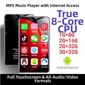 Android skārienekrāna mūzikas atskaņotājs ar WiFi, atbalsta MP3/MP4/MP5, TF karte, USB 2.0