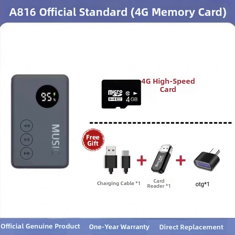 Portatīvais Bluetooth MP3 atskaņotājs ar kartes slotu, Modelis 816, Produkta numurs GC2ddeJk, 1 gada garantija