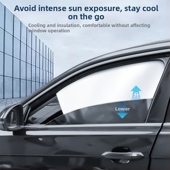 Магнитен слънцезащитник за автомобилни прозорци, титаново сребъррен материал, прост стил, подходящ за общи модели автомобили