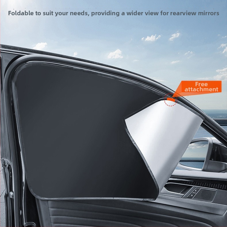 Магнитен слънцезащитник за автомобилни прозорци, титаново сребъррен материал, прост стил, подходящ за общи модели автомобили