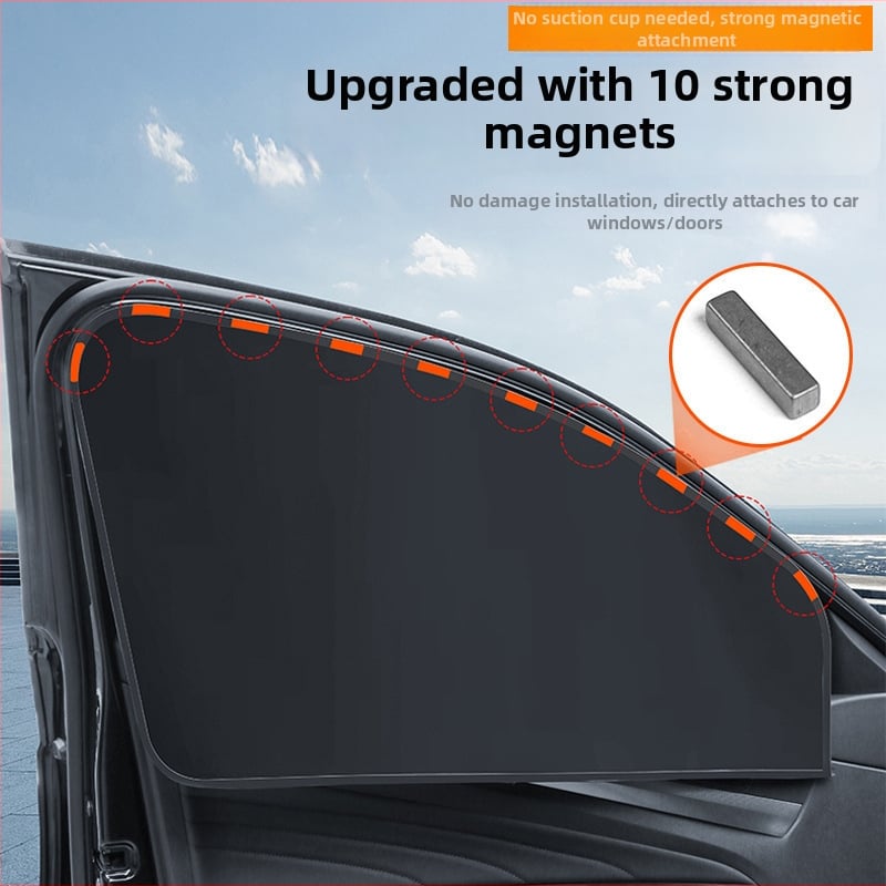 Магнитен слънцезащитник за автомобилни прозорци, титаново сребъррен материал, прост стил, подходящ за общи модели автомобили
