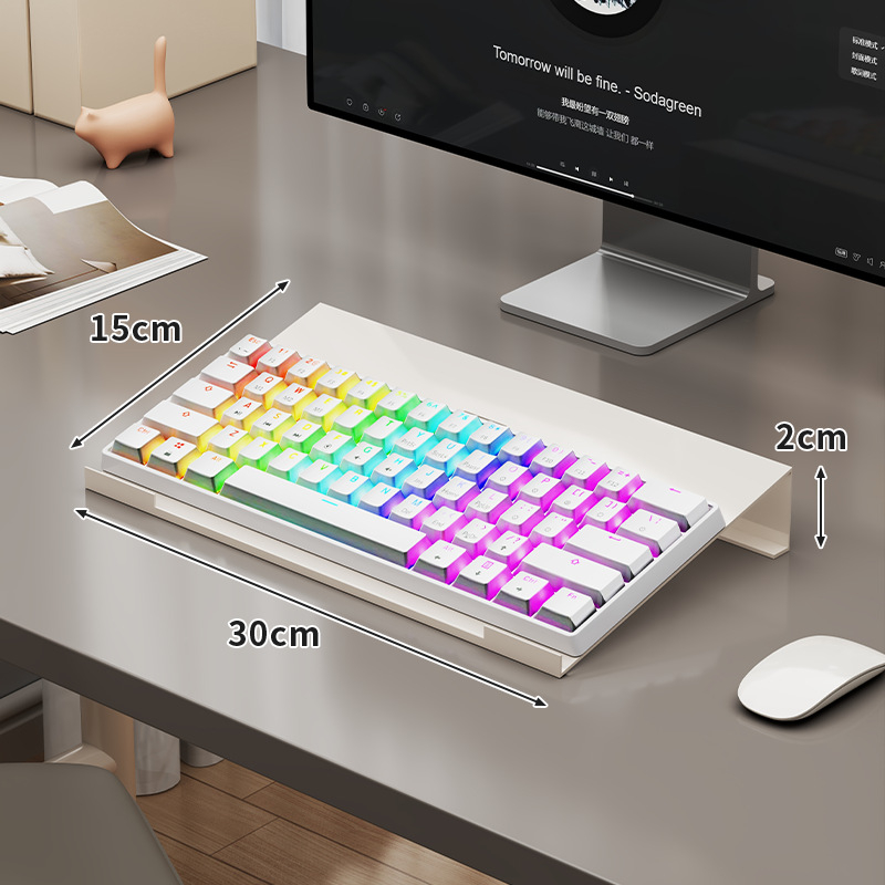 Rama za podizanje ladice tipkovnice za uredski stol — Nagnuta osnova, Prozračna ploča za hlađenje, Čelična konstrukcija (Desktop instalacija, 1 sloj, Jednostavan i moderan stil)