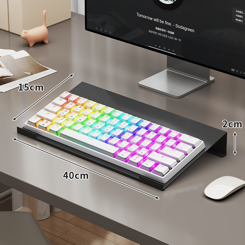 Rama za podizanje ladice tipkovnice za uredski stol — Nagnuta osnova, Prozračna ploča za hlađenje, Čelična konstrukcija (Desktop instalacija, 1 sloj, Jednostavan i moderan stil)