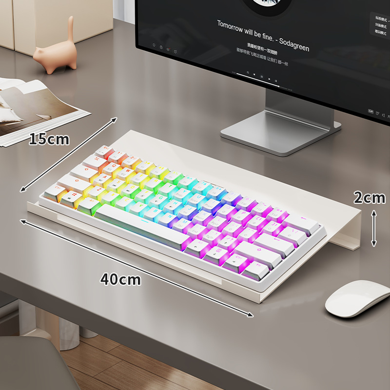 Rama za podizanje ladice tipkovnice za uredski stol — Nagnuta osnova, Prozračna ploča za hlađenje, Čelična konstrukcija (Desktop instalacija, 1 sloj, Jednostavan i moderan stil)