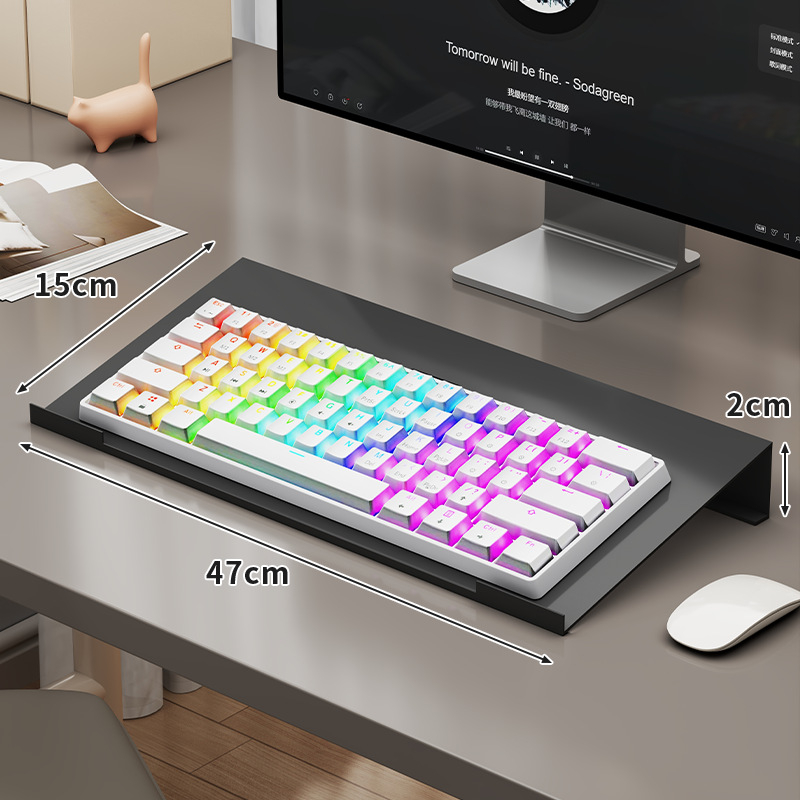 Rama za podizanje ladice tipkovnice za uredski stol — Nagnuta osnova, Prozračna ploča za hlađenje, Čelična konstrukcija (Desktop instalacija, 1 sloj, Jednostavan i moderan stil)