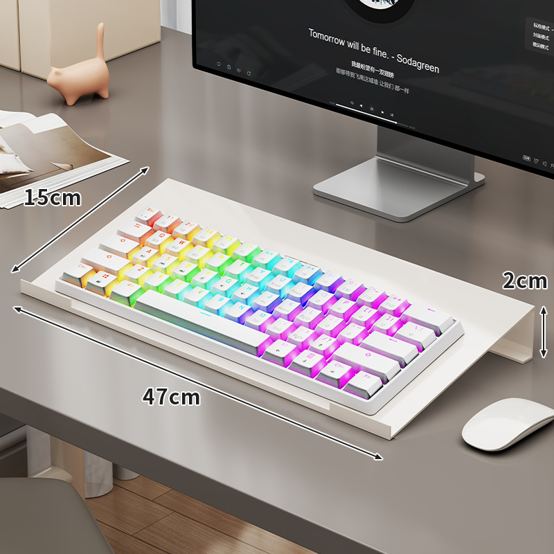 Rama za podizanje ladice tipkovnice za uredski stol — Nagnuta osnova, Prozračna ploča za hlađenje, Čelična konstrukcija (Desktop instalacija, 1 sloj, Jednostavan i moderan stil)