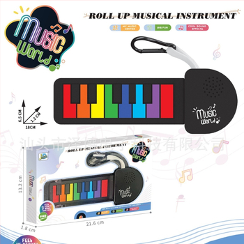 12-taustiņu elektroniskā klaviatūra, silikona korpuss, 16 skaņu polifonija, mazāk nekā 100 toņi, līdz 10 demonstrācijas dziesmām.