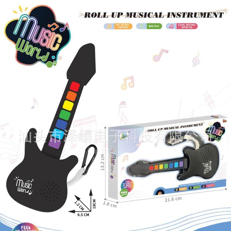 12-taustiņu elektroniskā klaviatūra, silikona korpuss, 16 skaņu polifonija, mazāk nekā 100 toņi, līdz 10 demonstrācijas dziesmām.