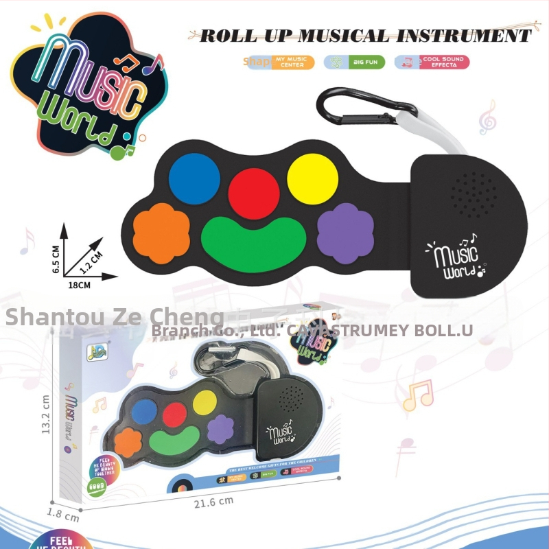 12-taustiņu elektroniskā klaviatūra, silikona korpuss, 16 skaņu polifonija, mazāk nekā 100 toņi, līdz 10 demonstrācijas dziesmām.