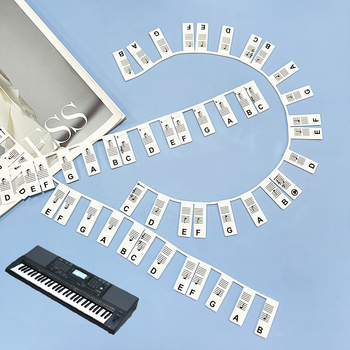 Kezdőknek szóló szilikon zongora matricák, 88 billentyűs klaviatúra hangsáv útmutató, kivágható, OPP zacskóban