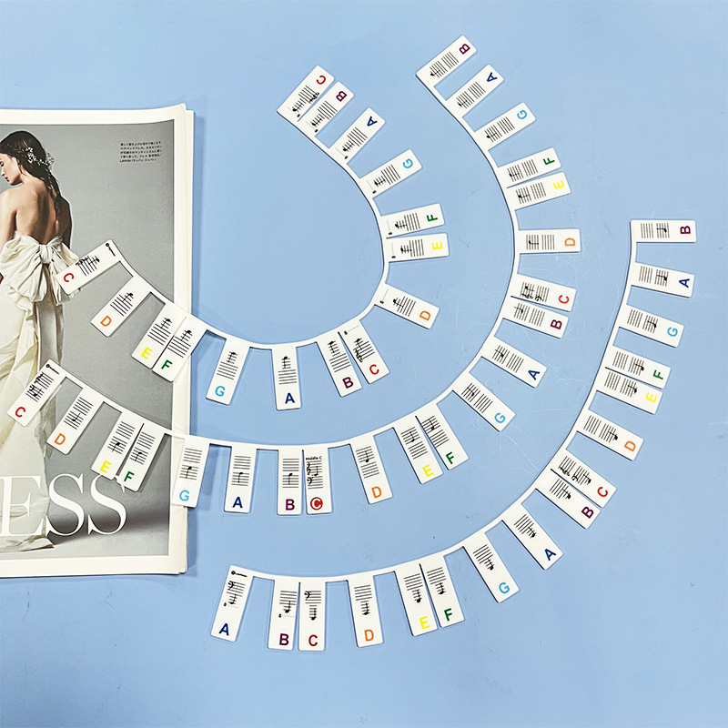 Kezdőknek szóló szilikon zongora matricák, 88 billentyűs klaviatúra hangsáv útmutató, kivágható, OPP zacskóban