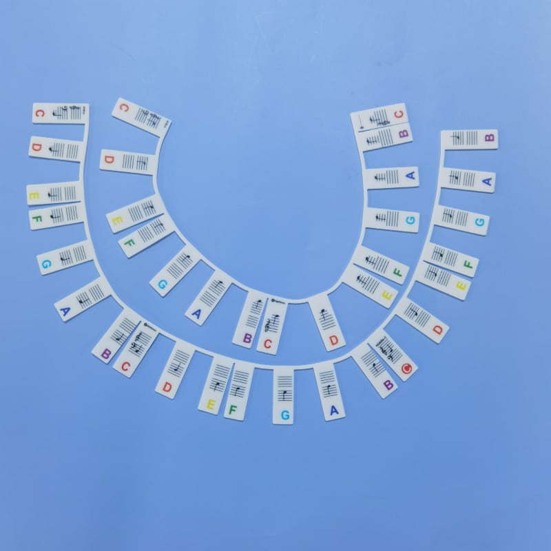 Kezdőknek szóló szilikon zongora matricák, 88 billentyűs klaviatúra hangsáv útmutató, kivágható, OPP zacskóban