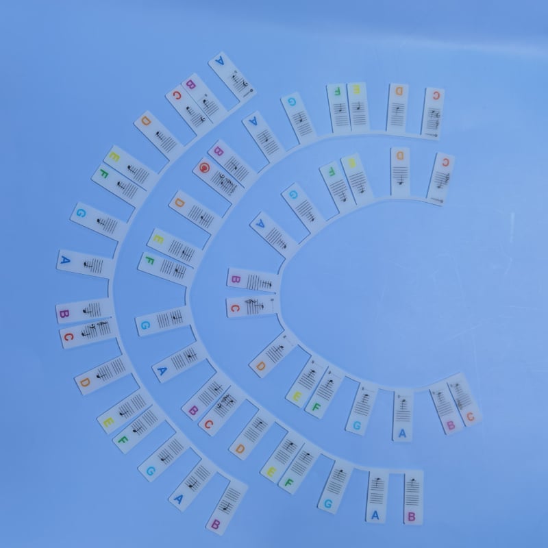 Kezdőknek szóló szilikon zongora matricák, 88 billentyűs klaviatúra hangsáv útmutató, kivágható, OPP zacskóban