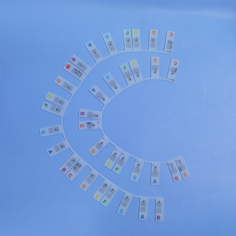 Kezdőknek szóló szilikon zongora matricák, 88 billentyűs klaviatúra hangsáv útmutató, kivágható, OPP zacskóban