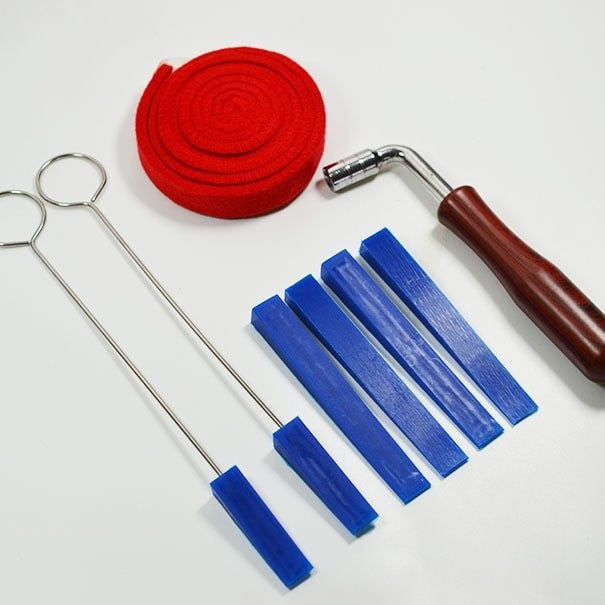 Zongora hangoló eszközök készlet, 6 darabos készlet, tartalmaz kézi hangoló eszközt, bőrös villa az elnýomításhoz, elnémító rúd, elnémító szalag