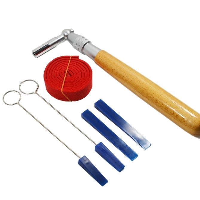 Zongora hangoló eszközök készlet, 6 darabos készlet, tartalmaz kézi hangoló eszközt, bőrös villa az elnýomításhoz, elnémító rúd, elnémító szalag