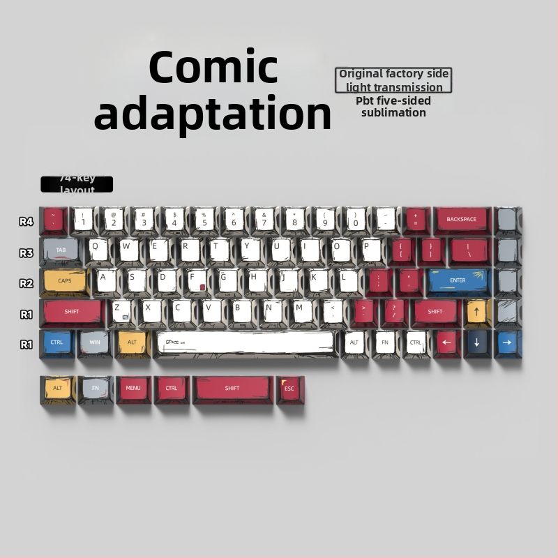 Pielāgoti keycap mehāniskajai tastatūrai — universāli, oriģinālais augstums, piecu pušu sublimācija, Pbts materiāls, 420 g