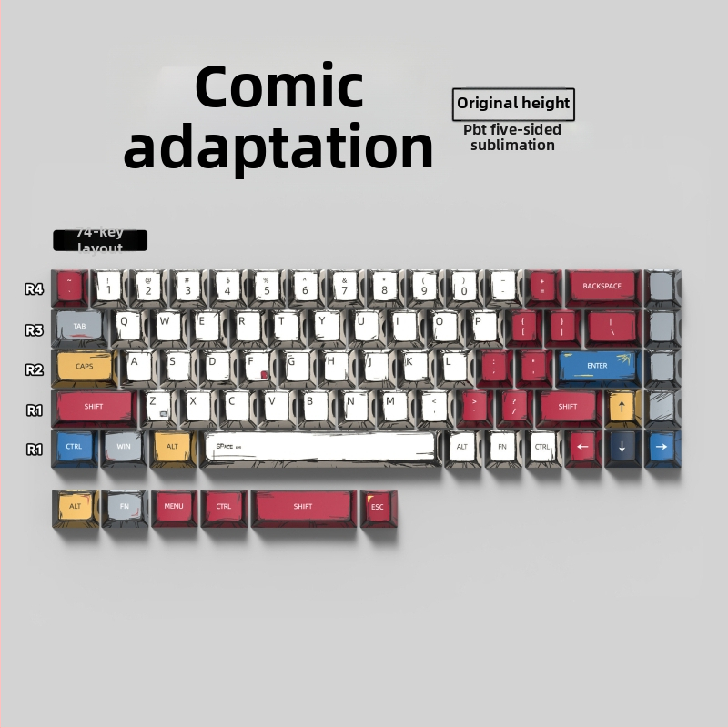 Pielāgoti keycap mehāniskajai tastatūrai — universāli, oriģinālais augstums, piecu pušu sublimācija, Pbts materiāls, 420 g