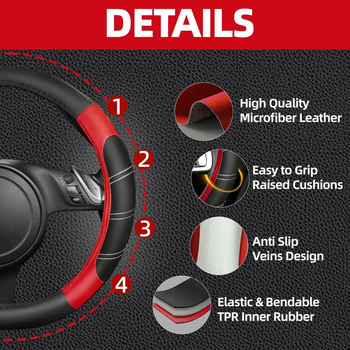 Σετ καλύμματος τιμονιού, δερμάτινο, ριγέ μοτίβο, χειροποίητη ραφή, καθολική εγκατάσταση