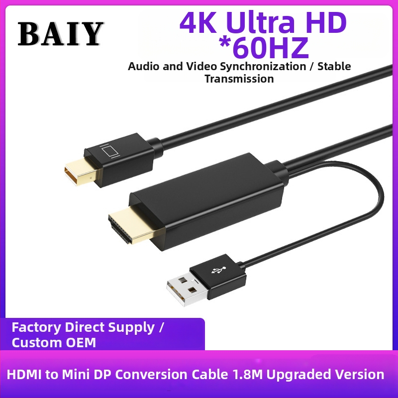 HDMI na DP a Type-C konverzný kábel, patch kábel, meďové jadro, model H147, konektor s jednou hlavou, rýchlosť prenosu dát 120