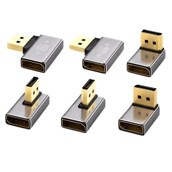 DP ъглов адаптер 90°, DP към DP, 8K60Hz, медно ядро, едно гнездо