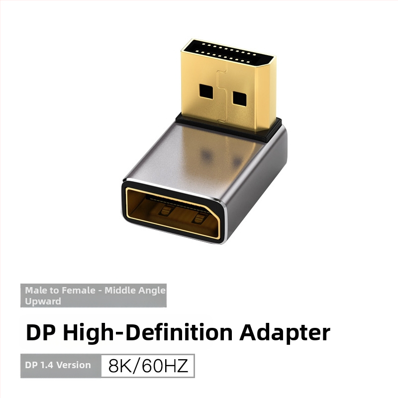 DP kolenný adaptér 90° DP–DP, 8K60Hz, meďové jadro
