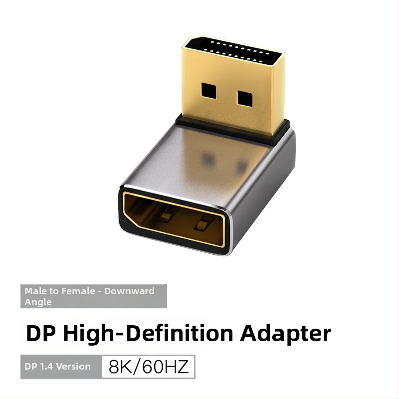 DP kolenný adaptér 90° DP–DP, 8K60Hz, meďové jadro